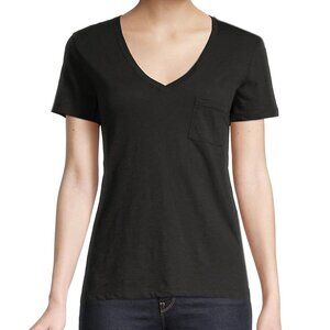 Madewell Whisper Cotton V Neck Pocket Tee Relaxed Fit Lightweight Black